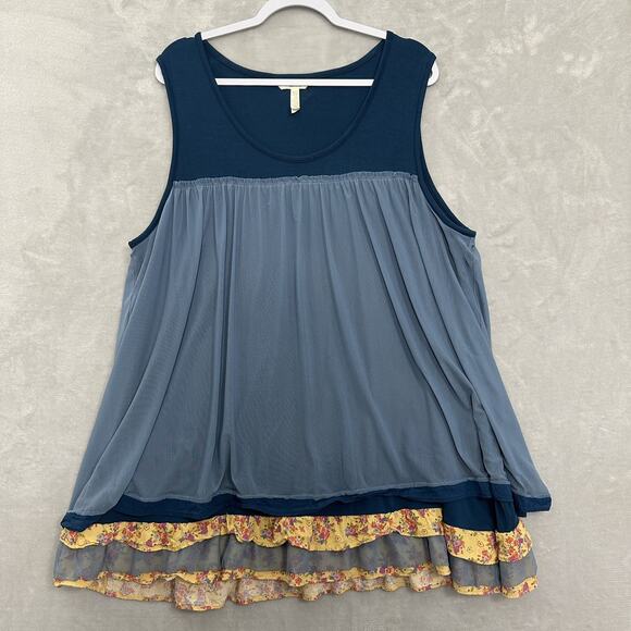 Matilda Jane Mesh Layered Farmhouse Cottage Tunic Blouse Women’s Size XXL - Picture 2 of 12